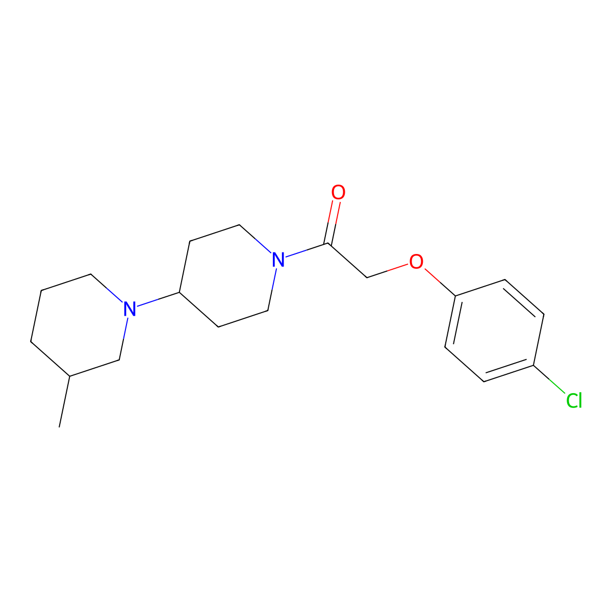 2-(4-Chlorophenoxy)-1-(3-methyl-1,4'-bipiperidin-1'-yl)ethanone molecular structure, CAS 432003-27-5