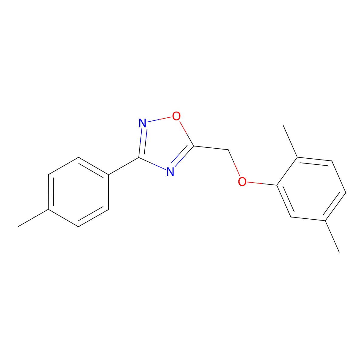 5-[(2,5-Dimethylphenoxy)methyl]-3-(4-methylphenyl)-1,2,4-oxadiazole molecular structure, CAS 432003-30-0