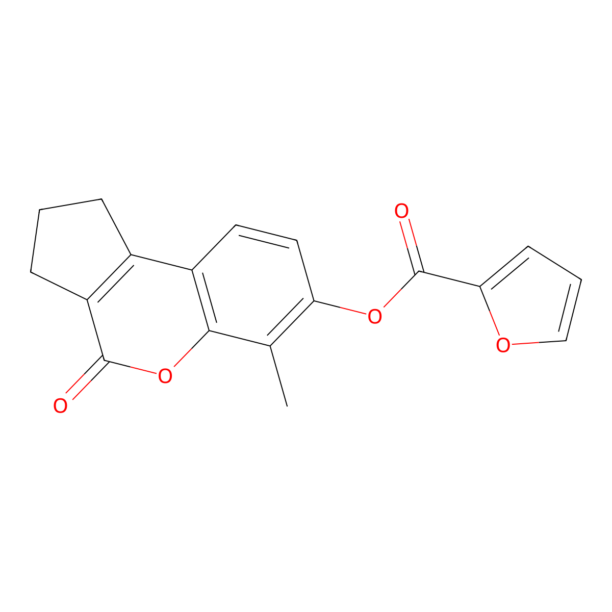 6-Methyl-4-oxo-1,2,3,4-tetrahydrocyclopenta[c]chromen-7-yl 2-furoate molecular structure, CAS 432003-35-5