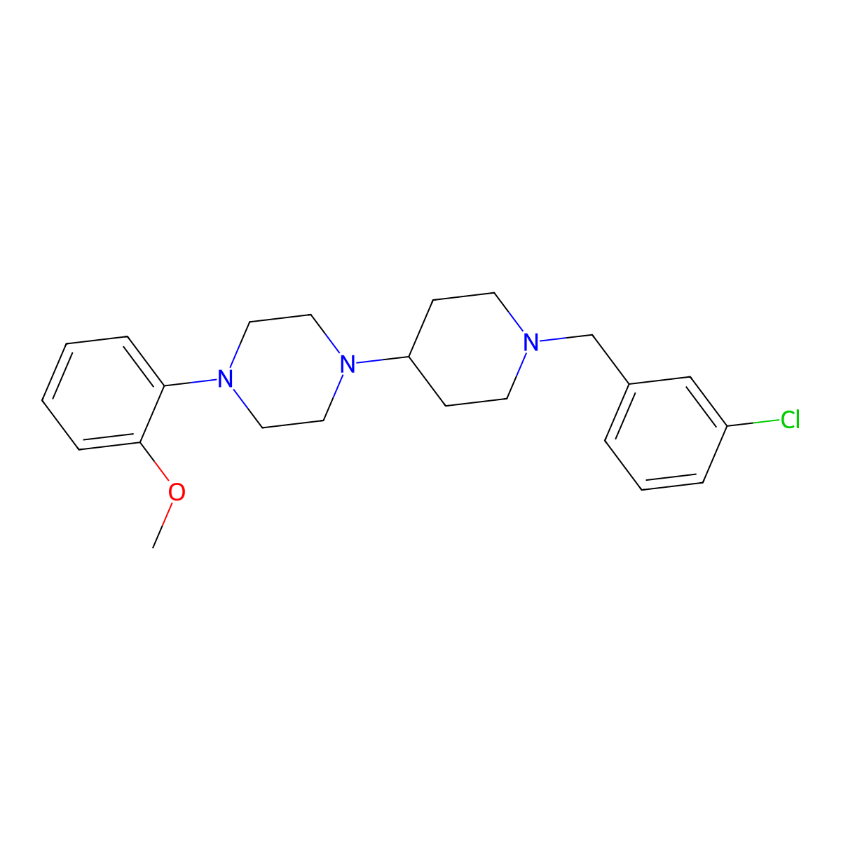 1-[1-[(3-Chlorophenyl)methyl]piperidin-4-yl]-4-(2-methoxyphenyl)piperazine molecular structure, CAS 432003-42-4