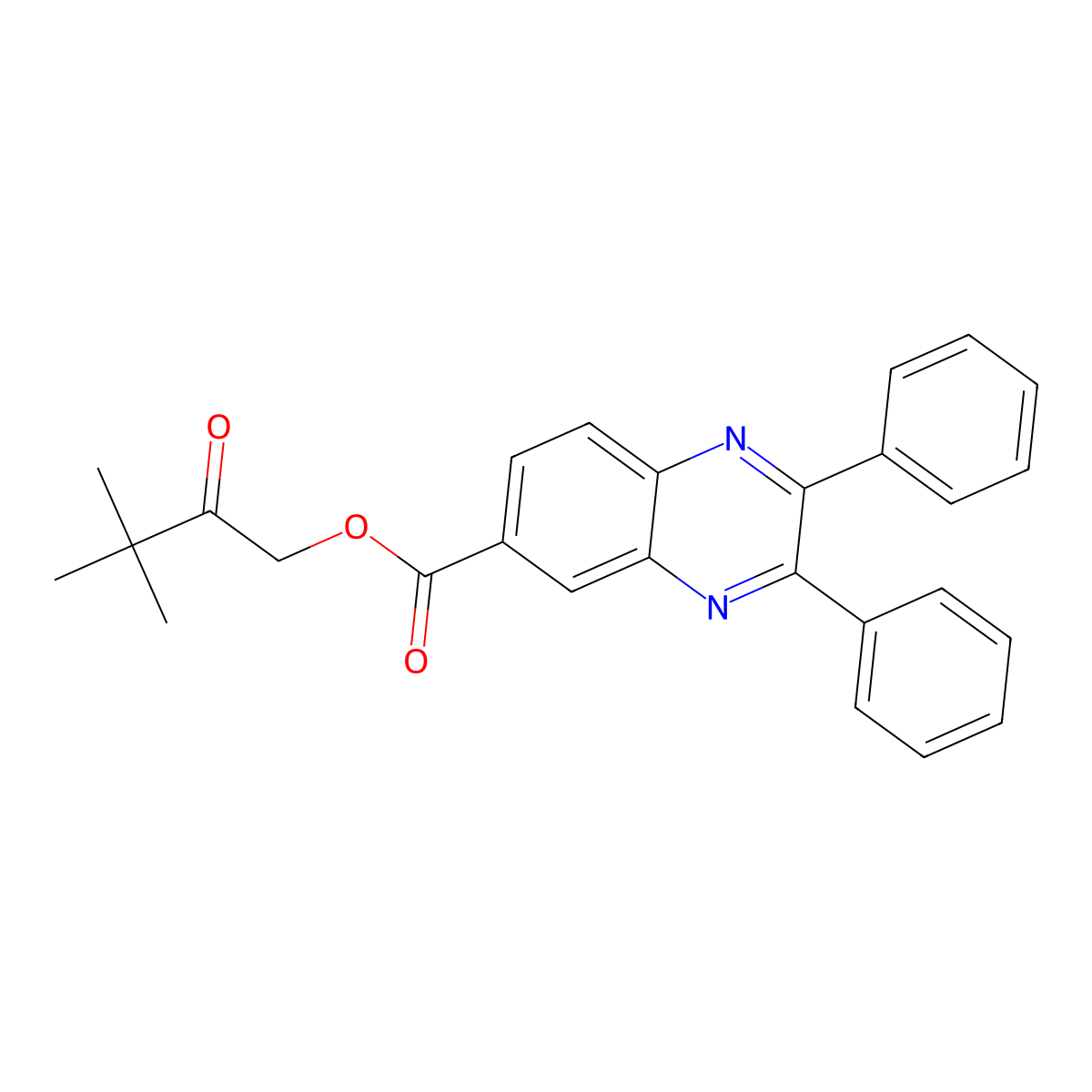 3,3-Dimethyl-2-oxobutyl 2,3-diphenylquinoxaline-6-carboxylate molecular structure, CAS 432003-57-1