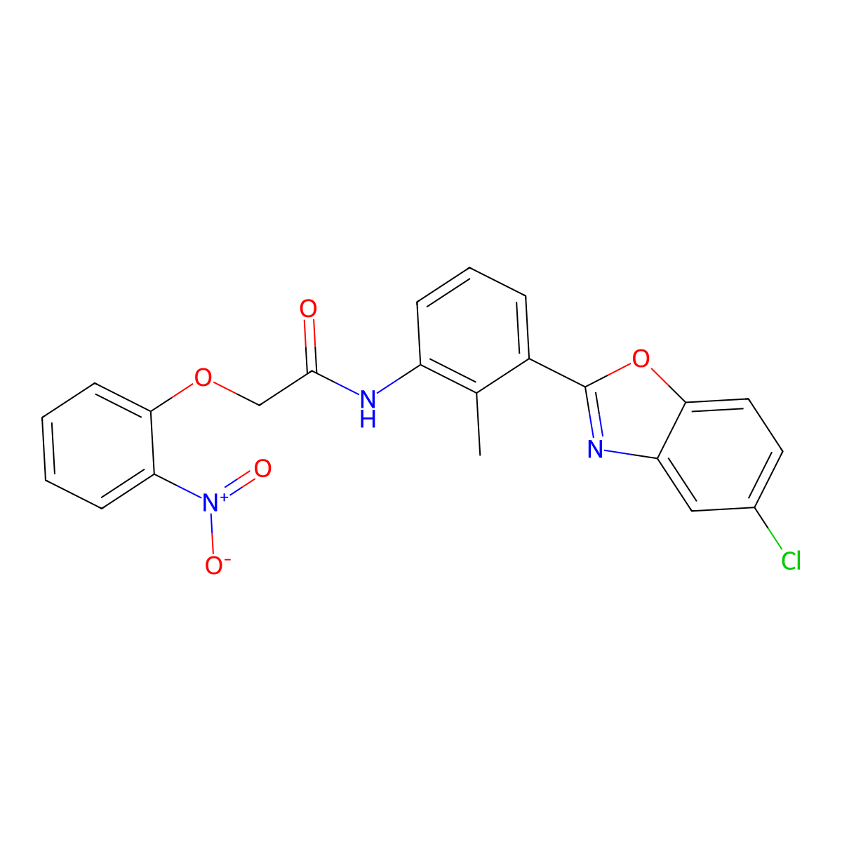N-[3-(5-chloro-1,3-benzoxazol-2-yl)-2-methylphenyl]-2-(2-nitrophenoxy)acetamide molecular structure, CAS 432003-64-0