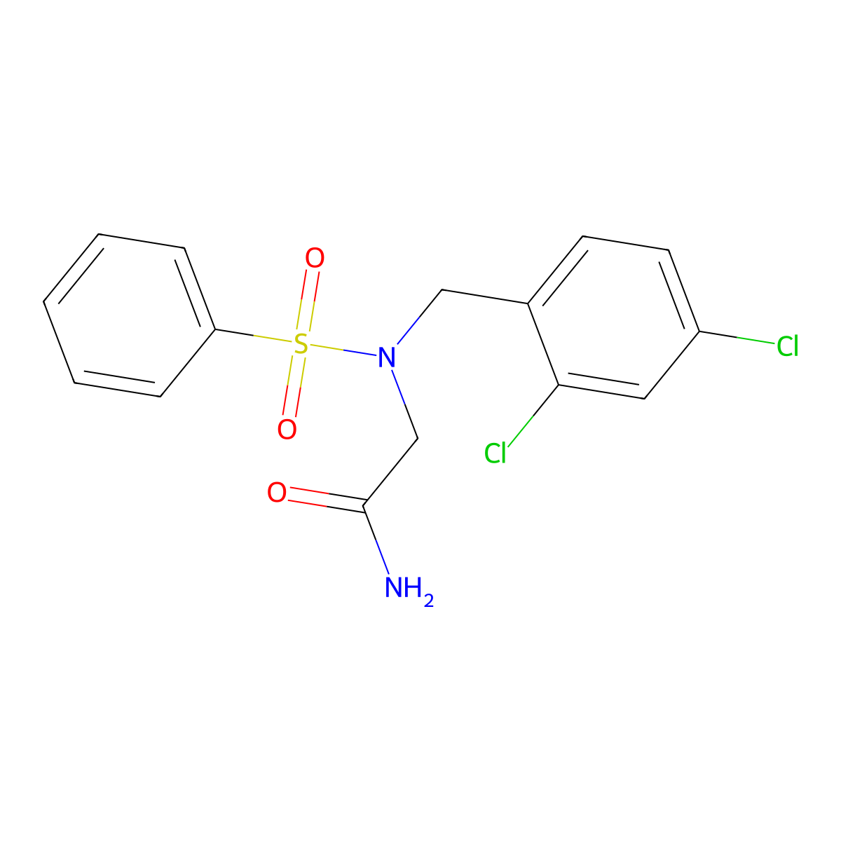 2-[Benzenesulfonyl-[(2,4-dichlorophenyl)methyl]amino]acetamide molecular structure, CAS 432003-67-3