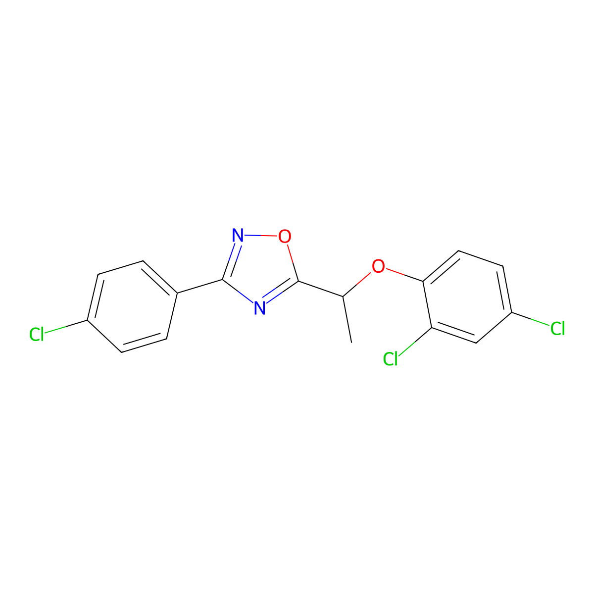 3-(4-Chlorophenyl)-5-[1-(2,4-dichlorophenoxy)ethyl]-1,2,4-oxadiazole molecular structure, CAS 432003-69-5