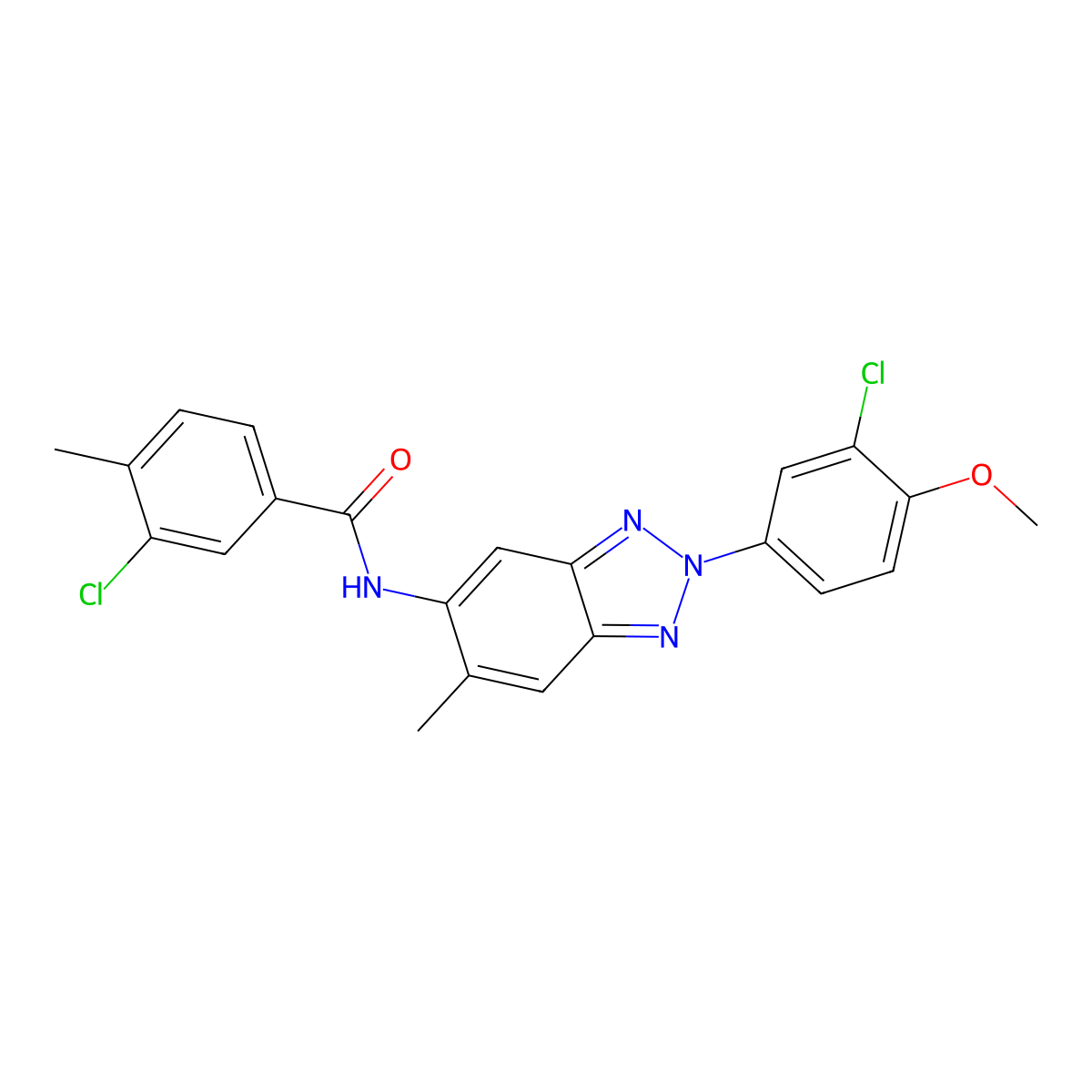 3-chloro-N-[2-(3-chloro-4-methoxyphenyl)-6-methylbenzotriazol-5-yl]-4-methylbenzamide molecular structure, CAS 432003-72-0