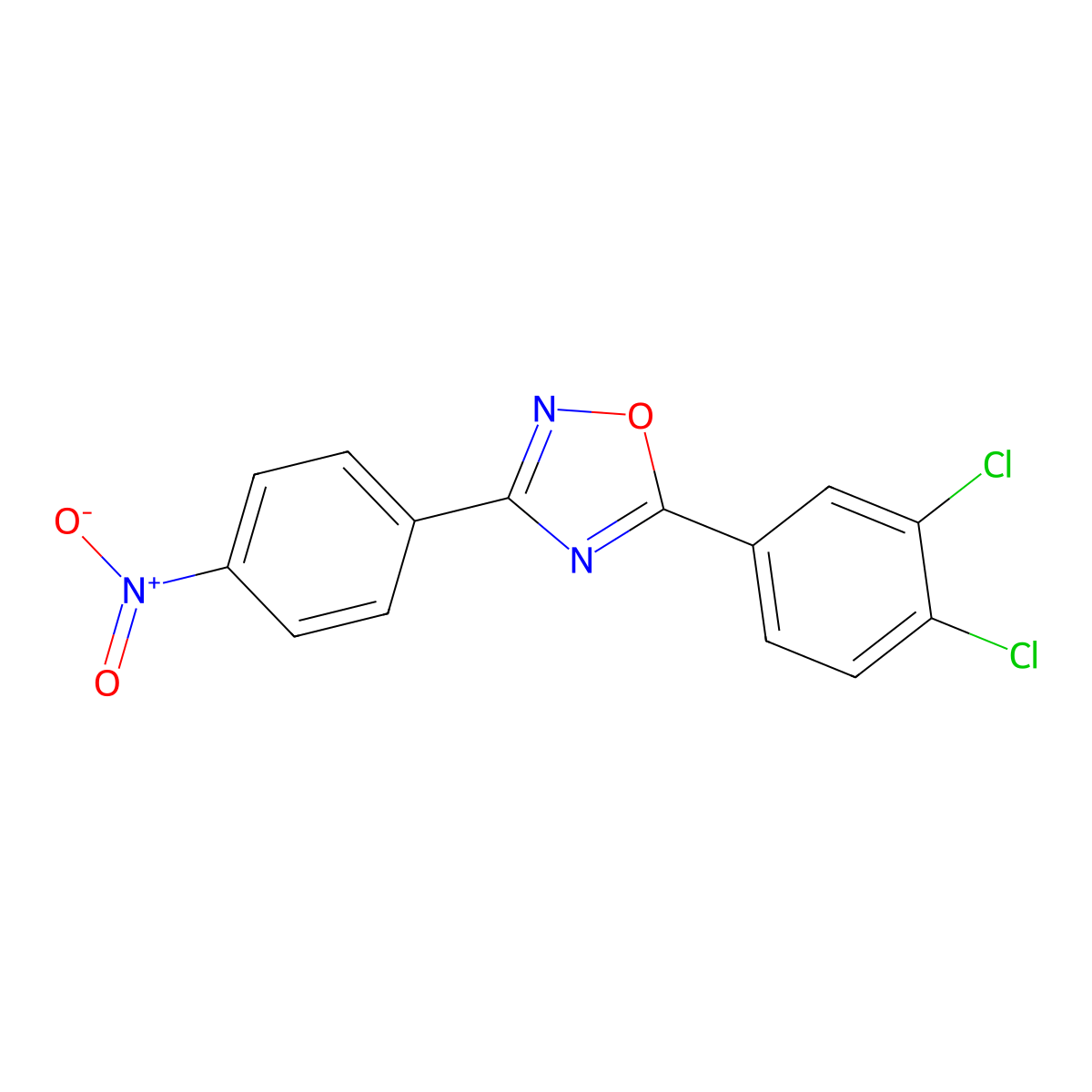 5-(3,4-Dichlorophenyl)-3-(4-nitrophenyl)-1,2,4-oxadiazole molecular structure, CAS 432003-74-2