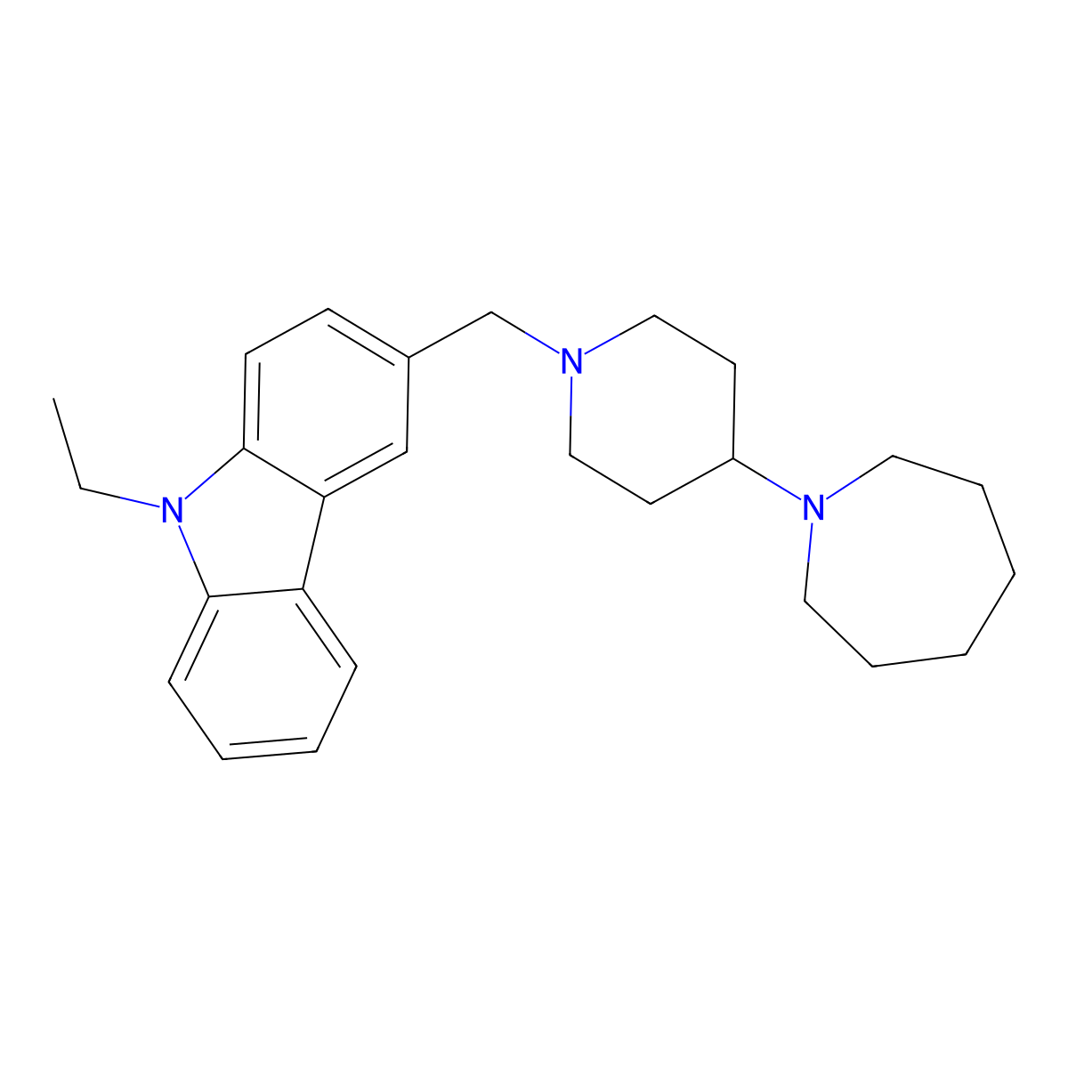 3-[[4-(Azepan-1-yl)piperidin-1-yl]methyl]-9-ethylcarbazole molecular structure, CAS 432003-75-3