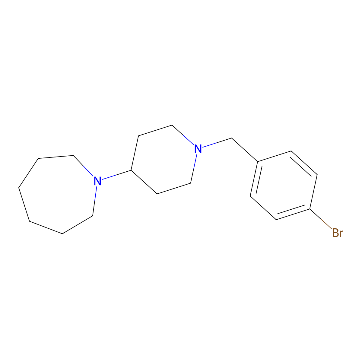 1-[1-[(4-Bromophenyl)methyl]piperidin-4-yl]azepane molecular structure, CAS 432003-97-9