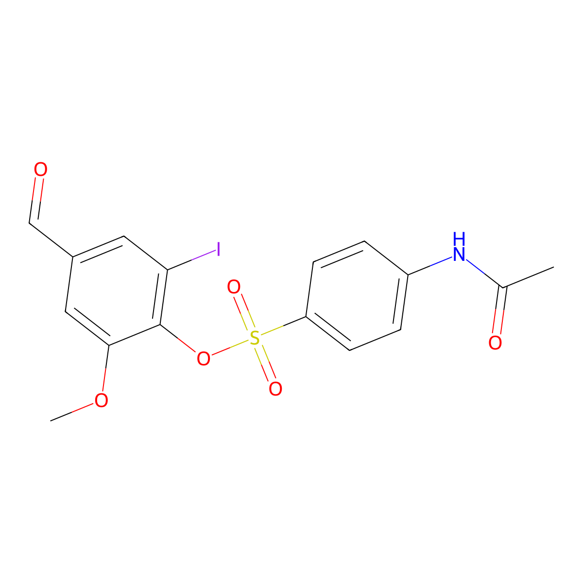 4-Formyl-2-iodo-6-methoxyphenyl 4-(acetylamino)benzenesulfonate molecular structure, CAS 432004-00-7