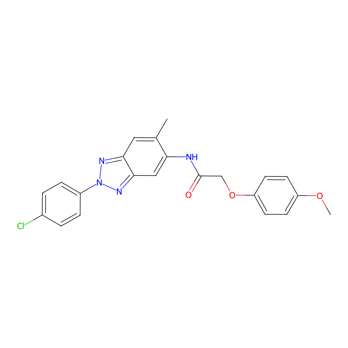 N-[2-(4-chlorophenyl)-6-methylbenzotriazol-5-yl]-2-(4-methoxyphenoxy)acetamide molecular structure, CAS 432004-07-4