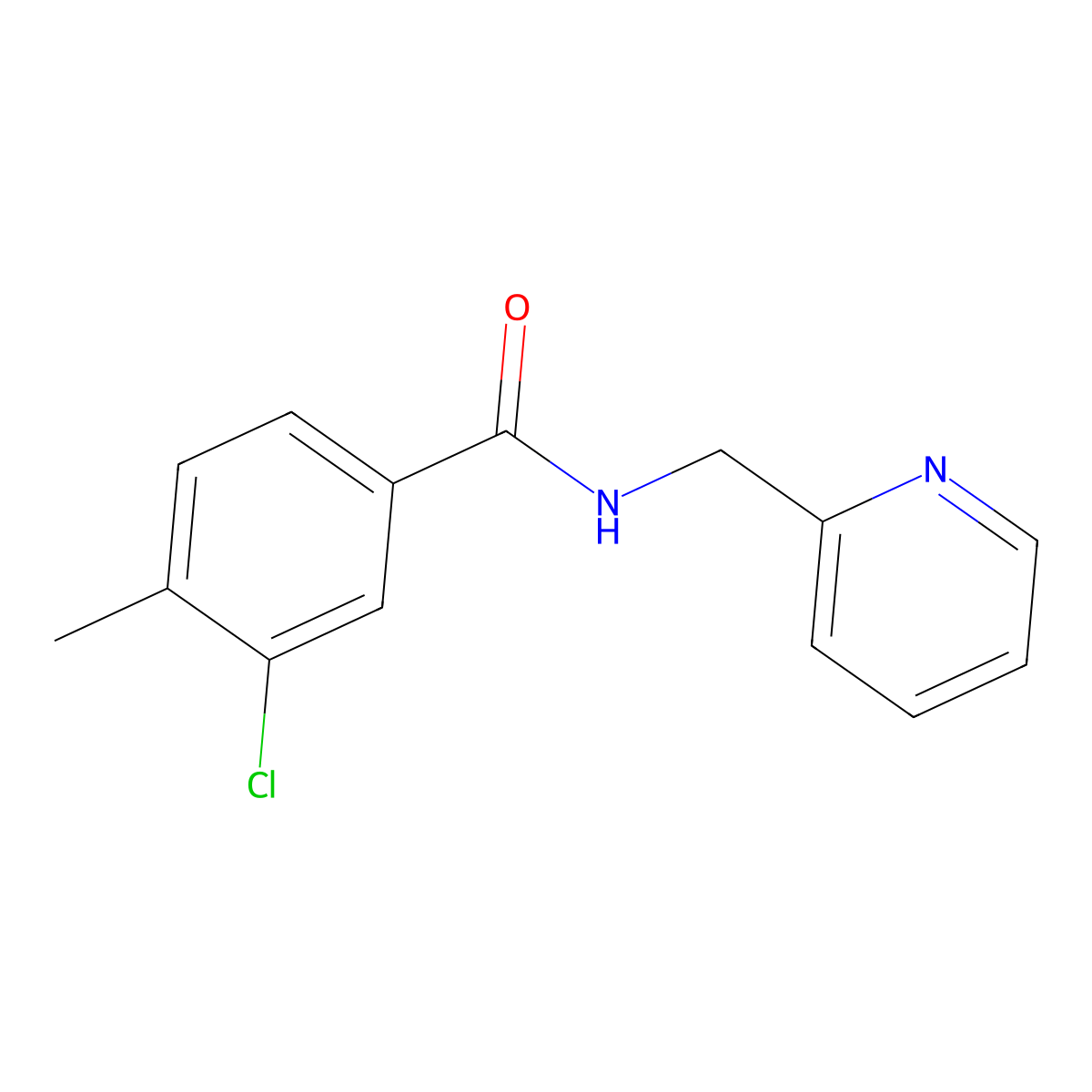 3-chloro-4-methyl-N-(pyridin-2-ylmethyl)benzamide molecular structure, CAS 432004-20-1