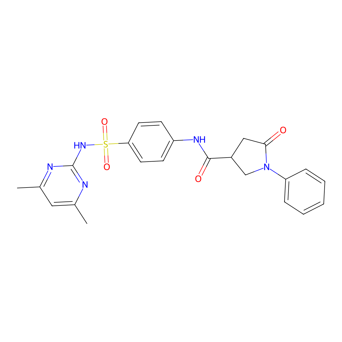 N-[4-[(4,6-dimethylpyrimidin-2-yl)sulfamoyl]phenyl]-5-oxo-1-phenylpyrrolidine-3-carboxamide molecular structure, CAS 432004-21-2