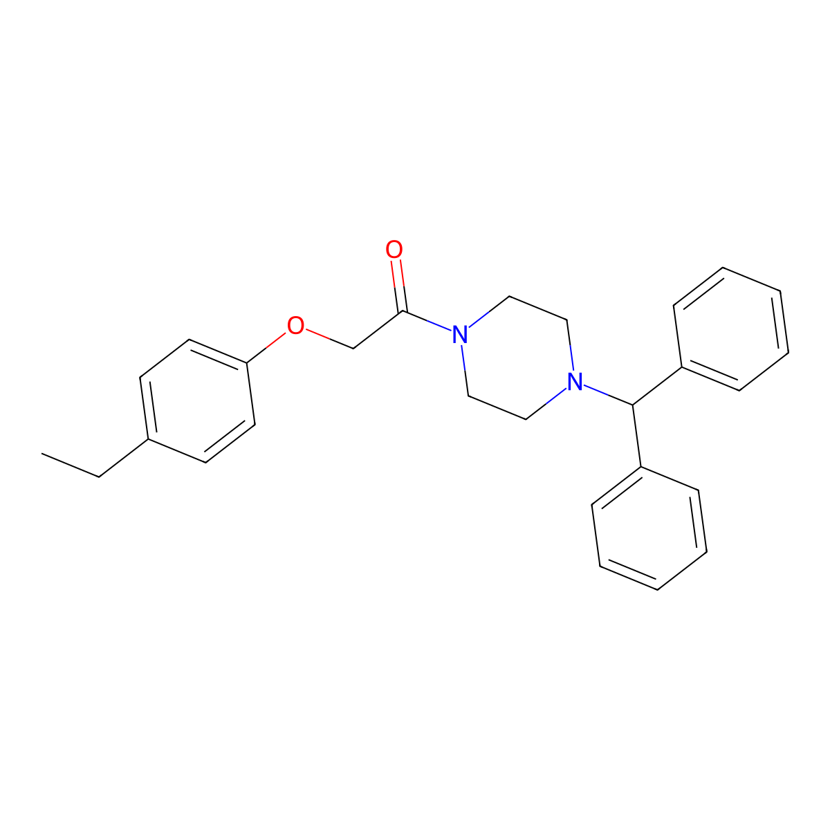1-(4-Benzhydrylpiperazin-1-yl)-2-(4-ethylphenoxy)ethanone molecular structure, CAS 432004-22-3