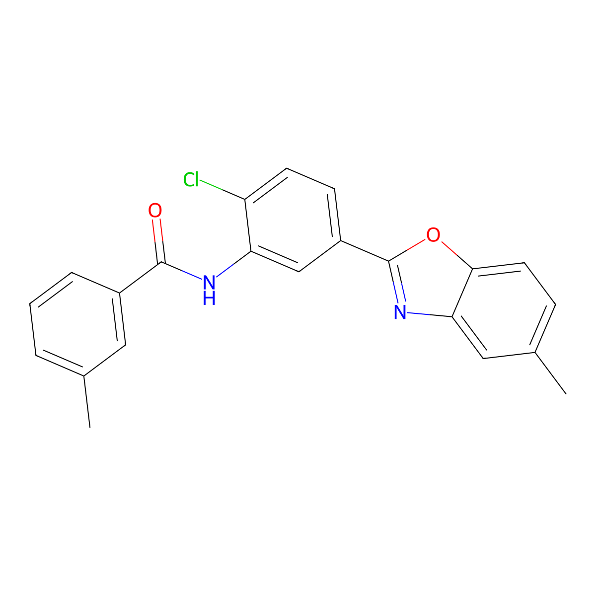N-[2-chloro-5-(5-methyl-1,3-benzoxazol-2-yl)phenyl]-3-methylbenzamide molecular structure, CAS 432004-35-8