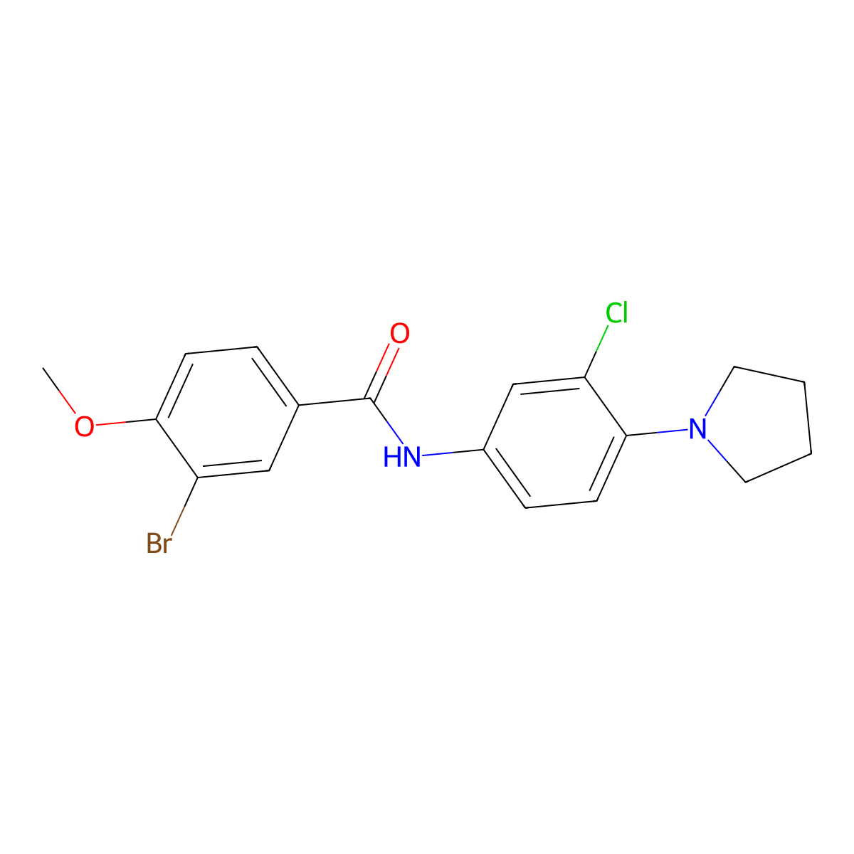 3-bromo-N-(3-chloro-4-pyrrolidin-1-ylphenyl)-4-methoxybenzamide molecular structure, CAS 432004-40-5