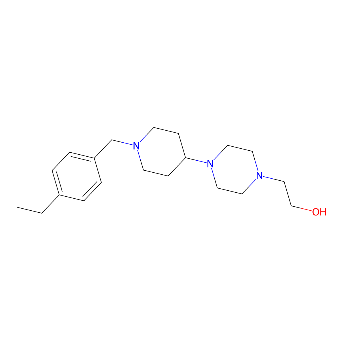 2-[4-[1-[(4-Ethylphenyl)methyl]piperidin-4-yl]piperazin-1-yl]ethanol molecular structure, CAS 432004-80-3