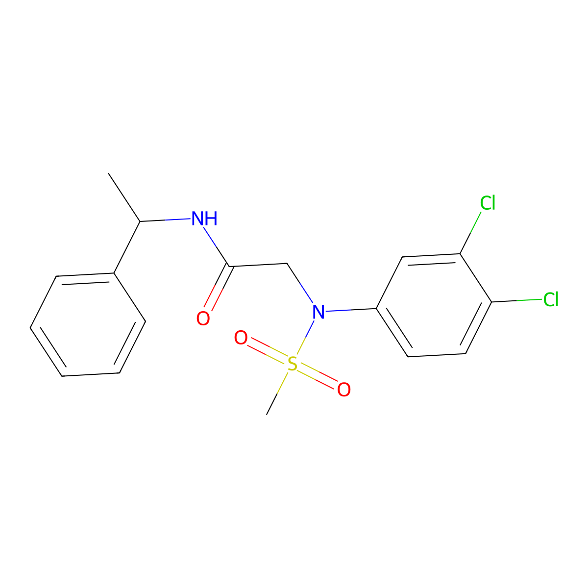 2-(3,4-dichloro-N-methylsulfonylanilino)-N-(1-phenylethyl)acetamide molecular structure, CAS 432004-84-7