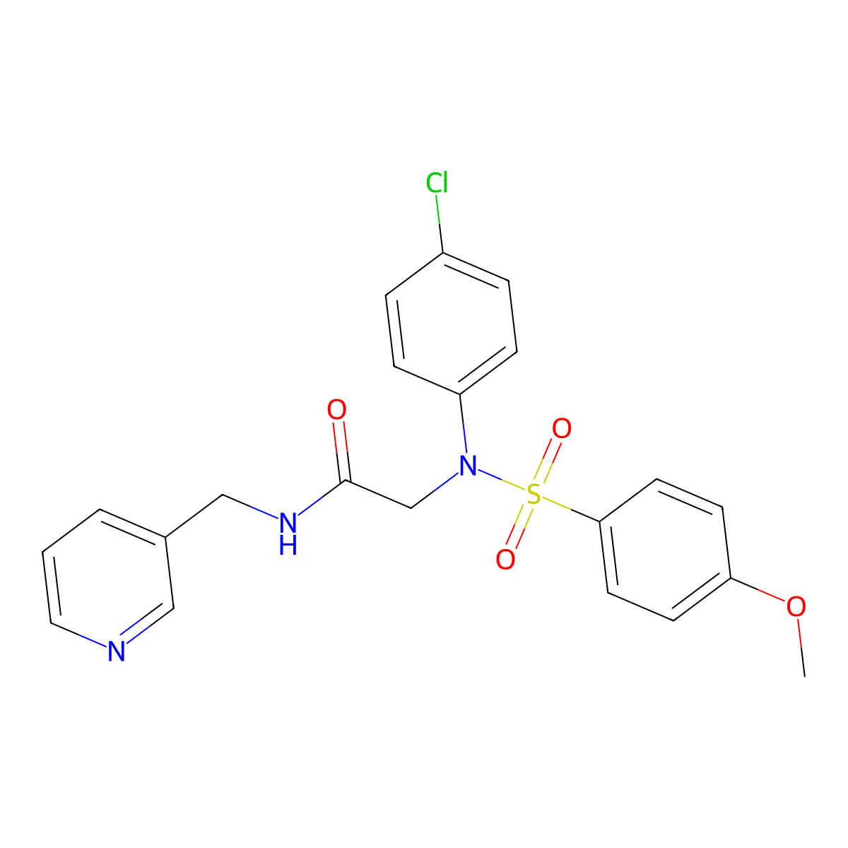 N~2~-(4-chlorophenyl)-N~2~-[(4-methoxyphenyl)sulfonyl]-N-(pyridin-3-ylmethyl)glycinamide molecular structure, CAS 432004-97-2