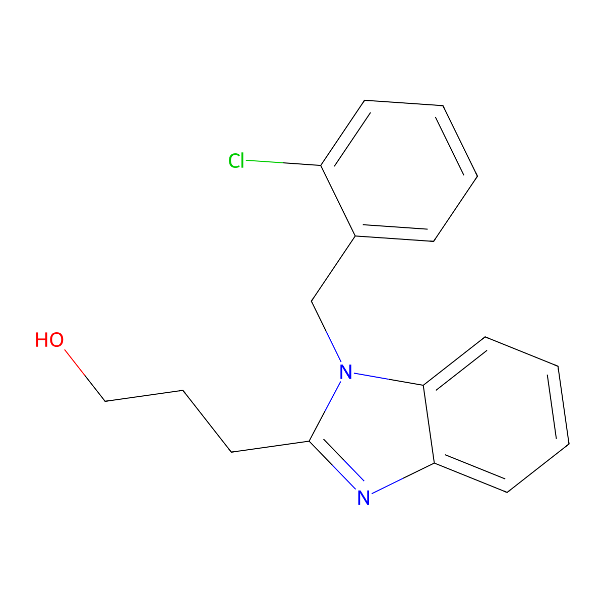 3-(1-(2-chlorobenzyl)-1H-benzo[d]imidazol-2-yl)propan-1-ol molecular structure, CAS 432005-16-8