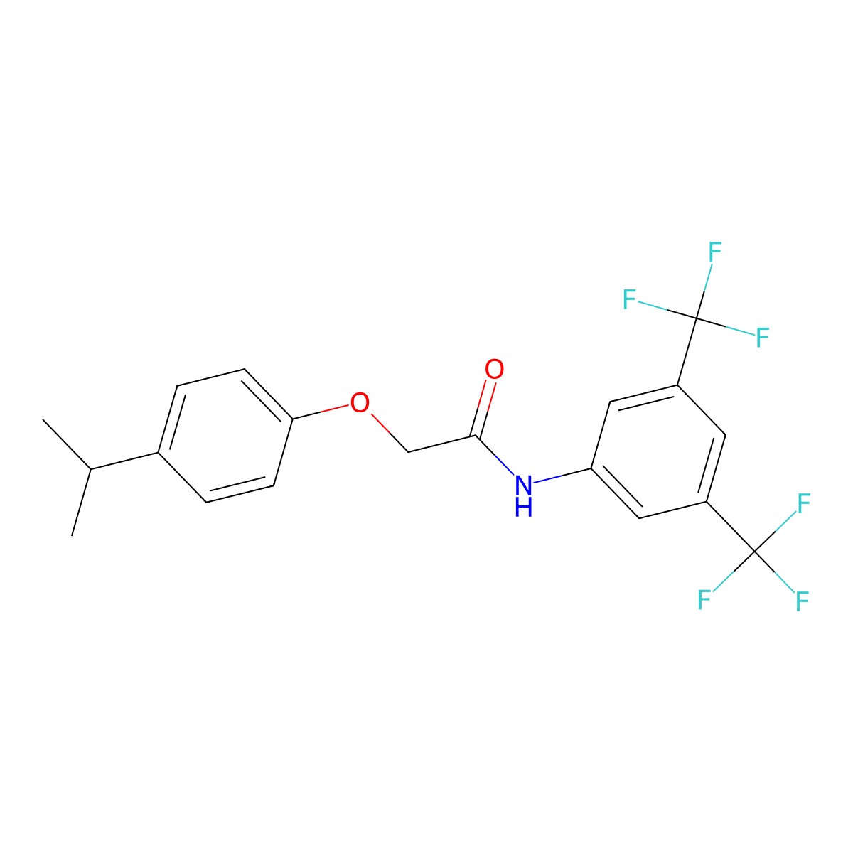 N-[3,5-bis(trifluoromethyl)phenyl]-2-(4-propan-2-ylphenoxy)acetamide molecular structure, CAS 432005-36-2