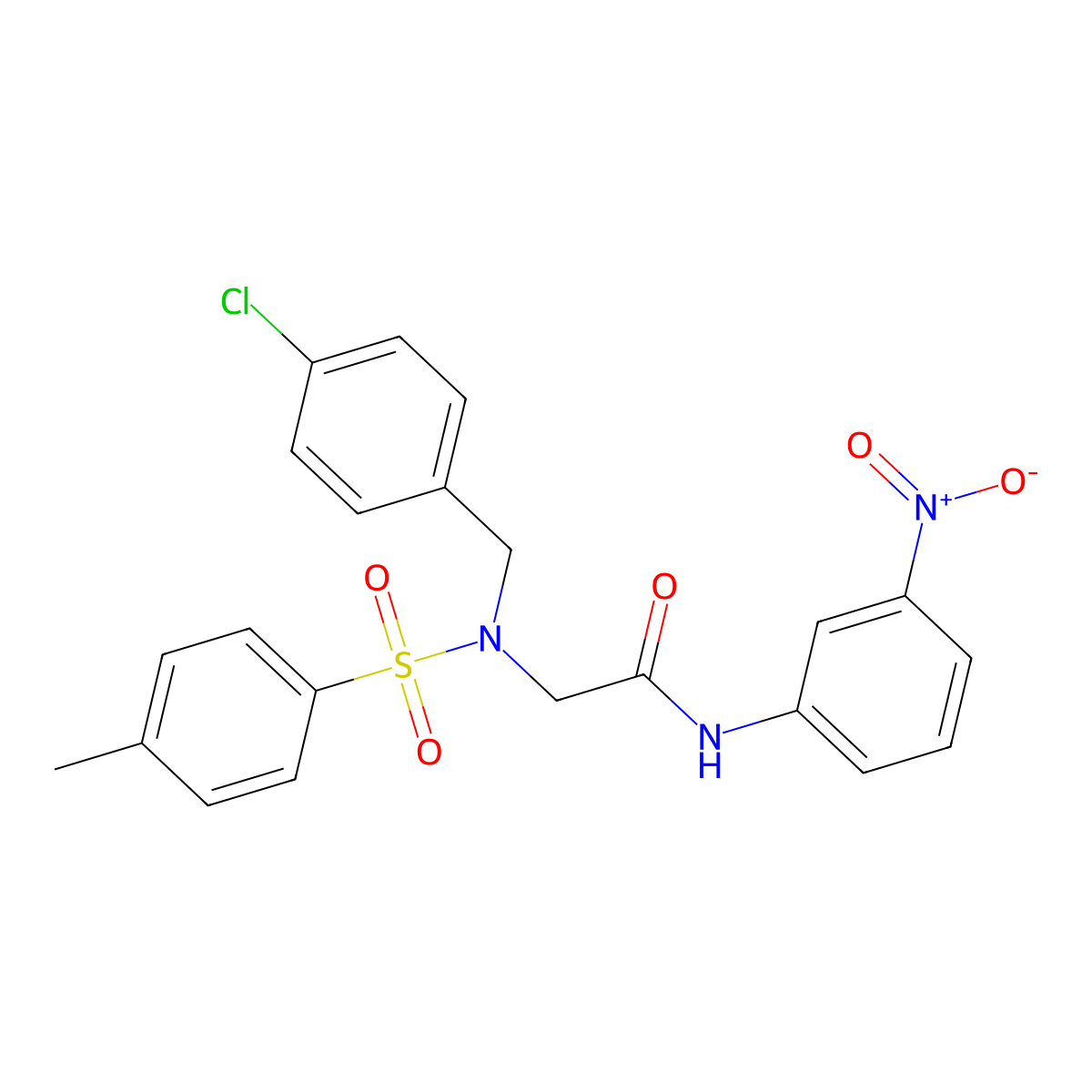 2-[(4-chlorophenyl)methyl-(4-methylphenyl)sulfonylamino]-N-(3-nitrophenyl)acetamide molecular structure, CAS 432005-47-5