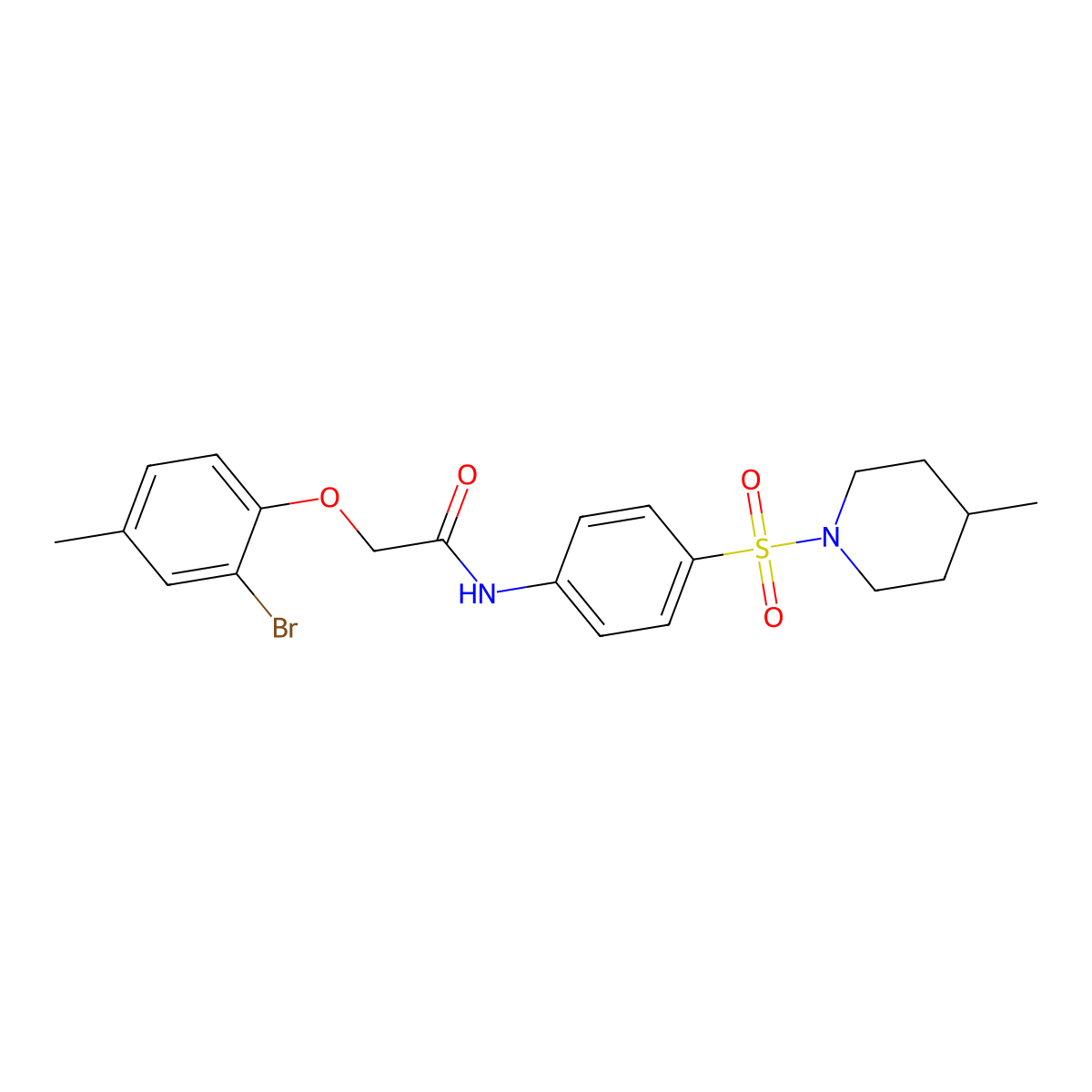2-(2-bromo-4-methylphenoxy)-N-{4-[(4-methyl-1-piperidinyl)sulfonyl]phenyl}acetamide molecular structure, CAS 432005-53-3