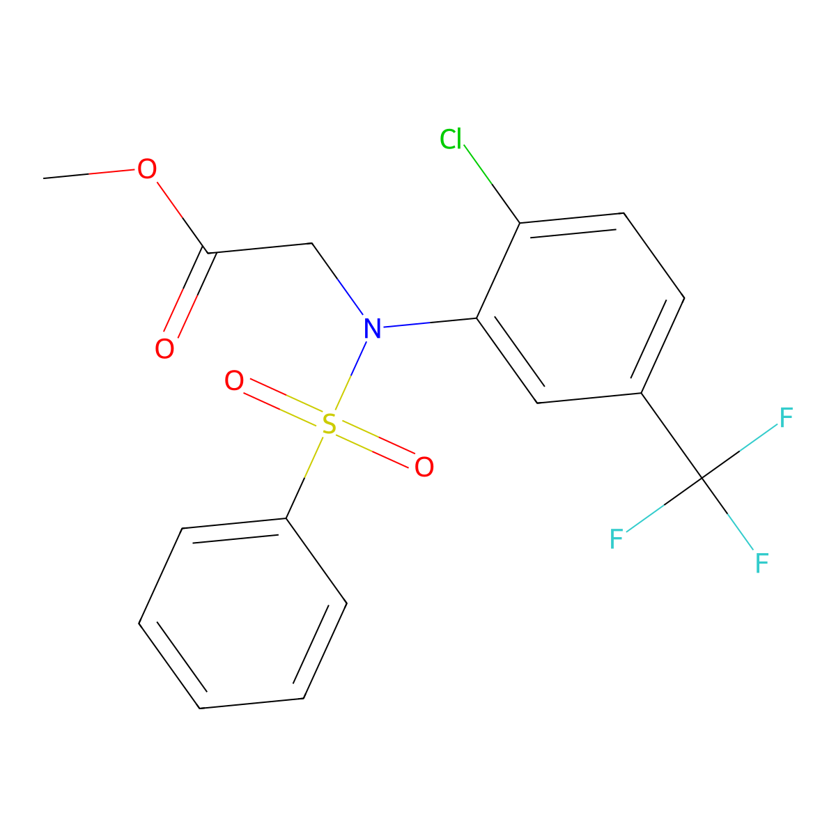 Methyl 2-{[2-chloro-5-(trifluoromethyl)phenyl](phenylsulfonyl)amino}acetate molecular structure, CAS 432005-54-4