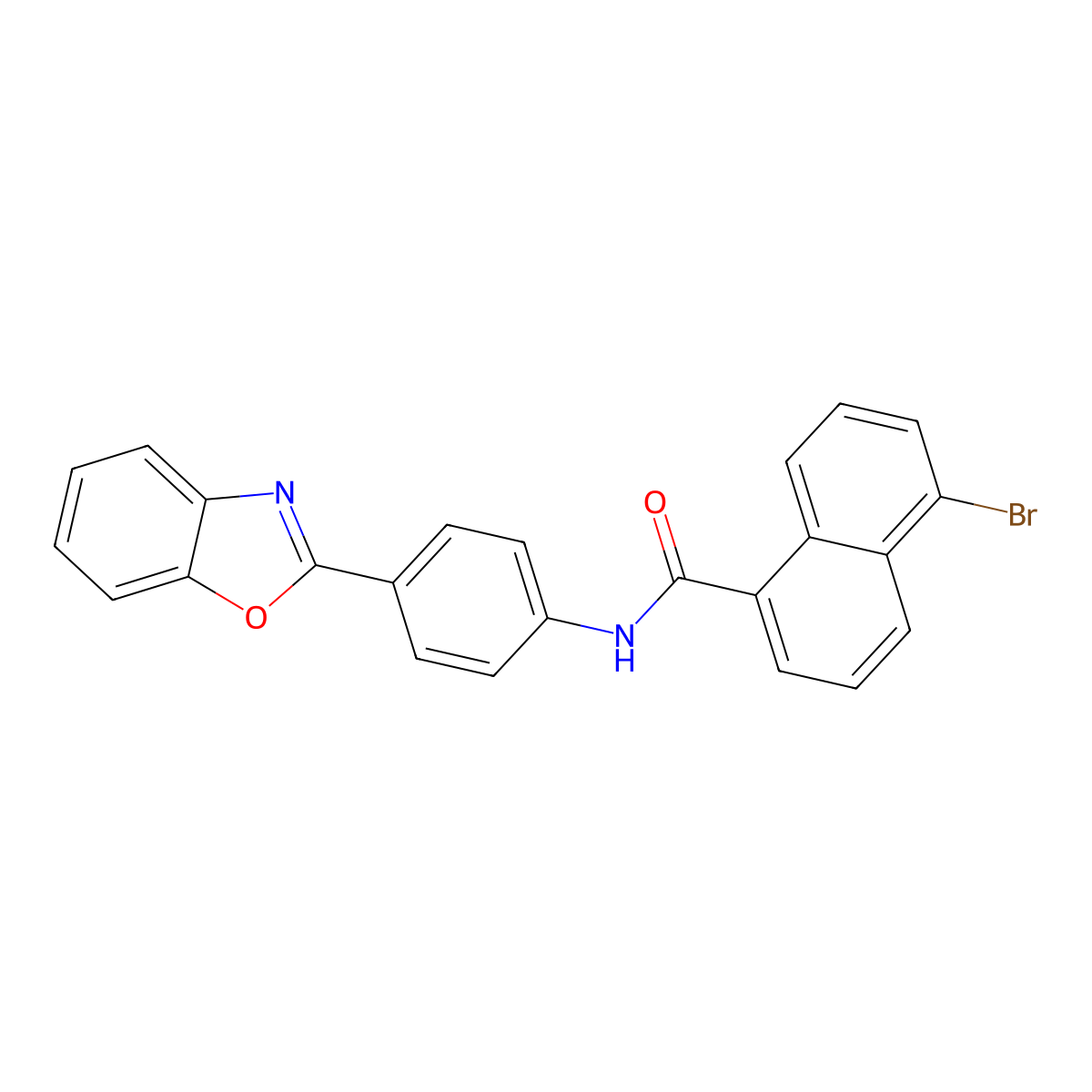 N-[4-(1,3-benzoxazol-2-yl)phenyl]-5-bromonaphthalene-1-carboxamide molecular structure, CAS 432005-58-8