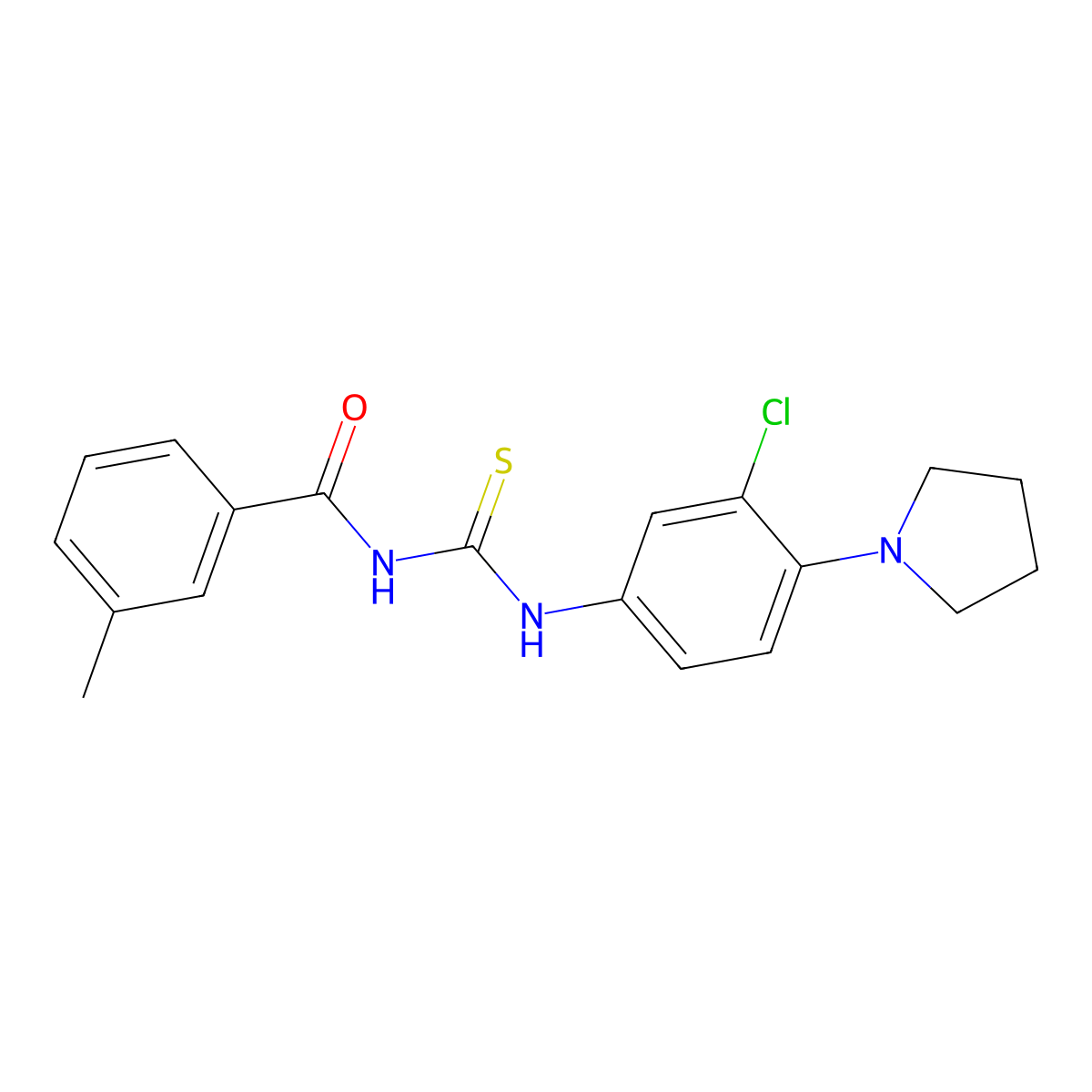 N-[(3-chloro-4-pyrrolidin-1-ylphenyl)carbamothioyl]-3-methylbenzamide molecular structure, CAS 432005-63-5