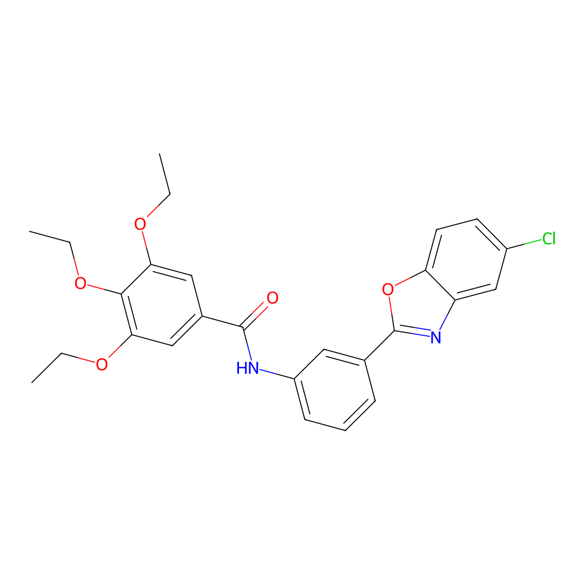 N-[3-(5-chloro-1,3-benzoxazol-2-yl)phenyl]-3,4,5-triethoxybenzamide molecular structure, CAS 432005-65-7
