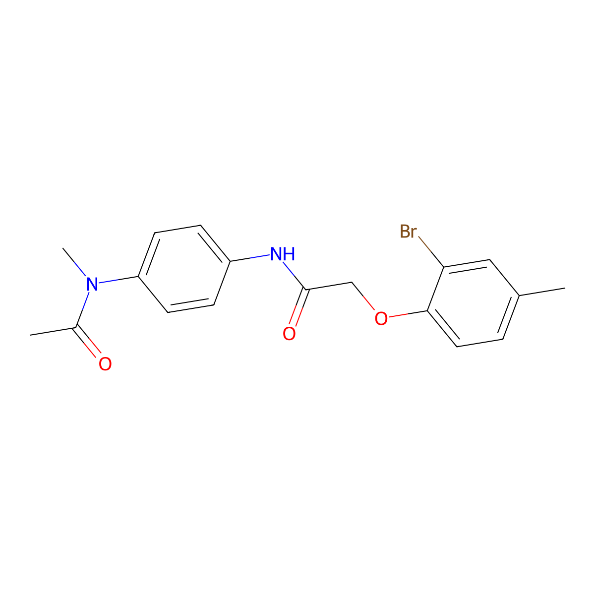 N-{4-[acetyl(methyl)amino]phenyl}-2-(2-bromo-4-methylphenoxy)acetamide molecular structure, CAS 432005-84-0