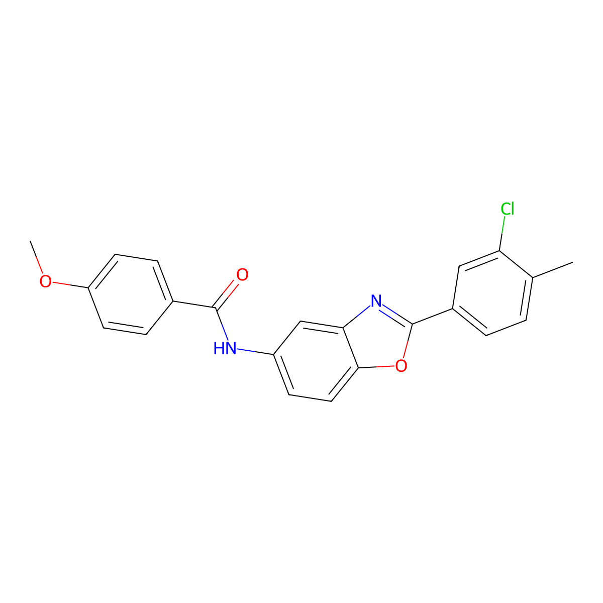 N-[2-(3-chloro-4-methylphenyl)-1,3-benzoxazol-5-yl]-4-methoxybenzamide molecular structure, CAS 432005-85-1