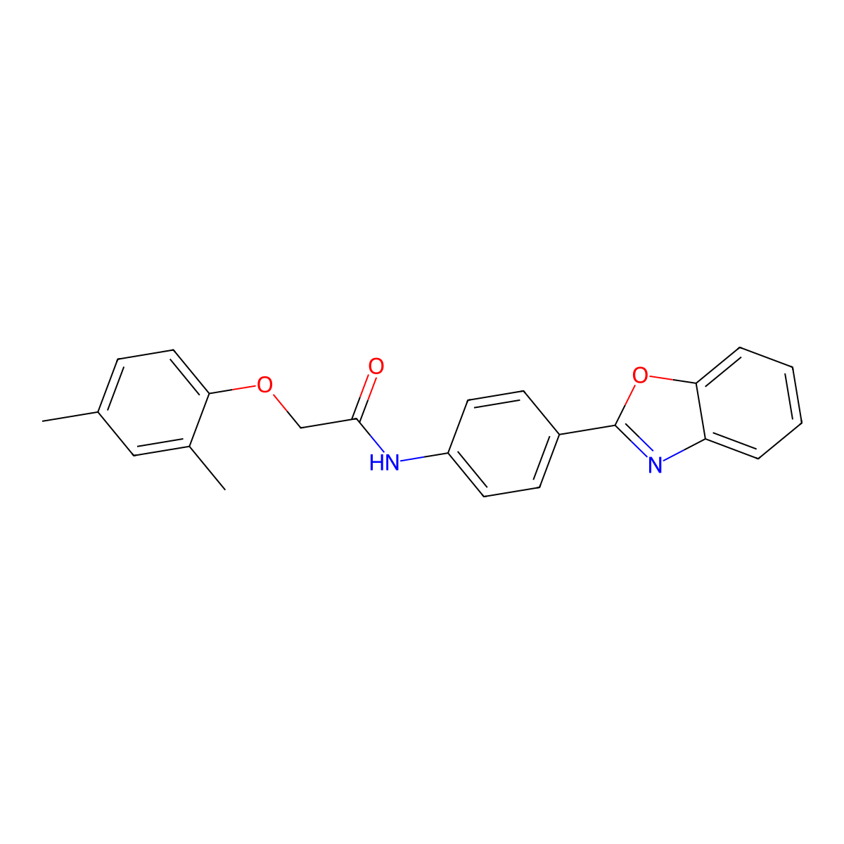 N-[4-(1,3-benzoxazol-2-yl)phenyl]-2-(2,4-dimethylphenoxy)acetamide molecular structure, CAS 432005-92-0