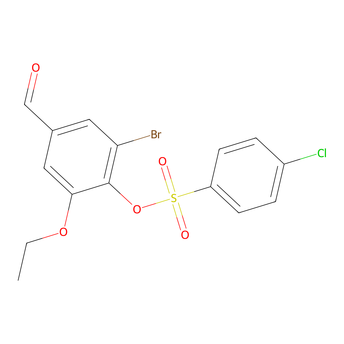 2-Bromo-6-ethoxy-4-formylphenyl 4-chlorobenzenesulfonate molecular structure, CAS 432006-04-7