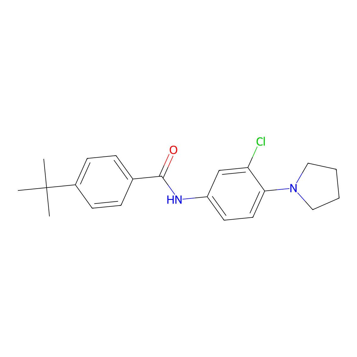 4-tert-butyl-N-(3-chloro-4-pyrrolidin-1-ylphenyl)benzamide molecular structure, CAS 432006-13-8