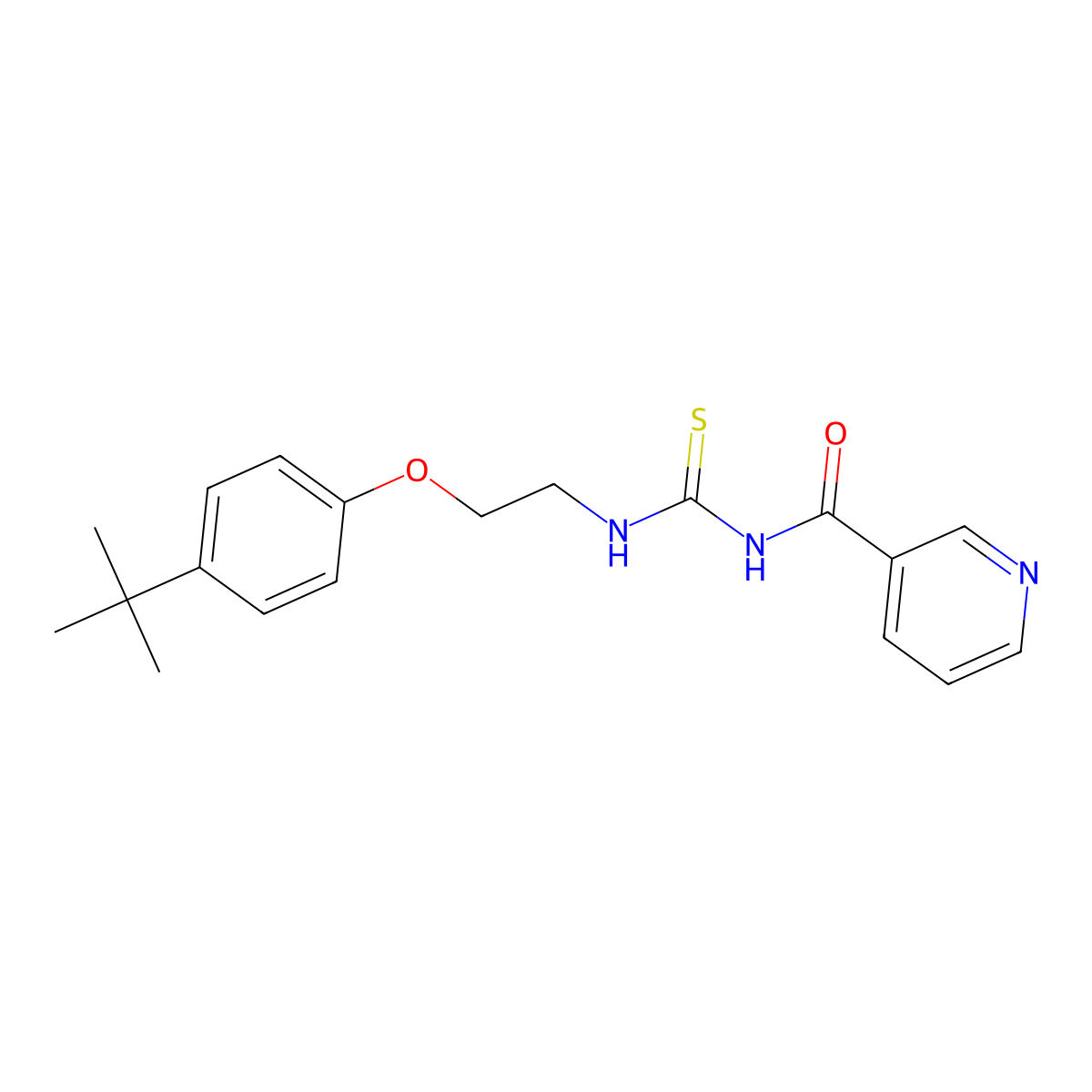 N-[2-(4-tert-butylphenoxy)ethylcarbamothioyl]pyridine-3-carboxamide molecular structure, CAS 432006-18-3