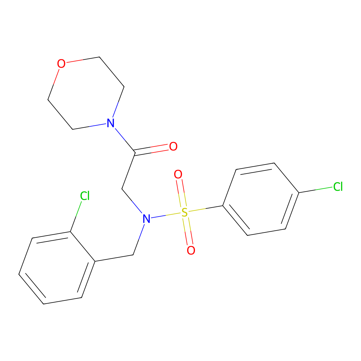 4-chloro-N-(2-chlorobenzyl)-N-[2-(morpholin-4-yl)-2-oxoethyl]benzenesulfonamide molecular structure, CAS 432006-60-5