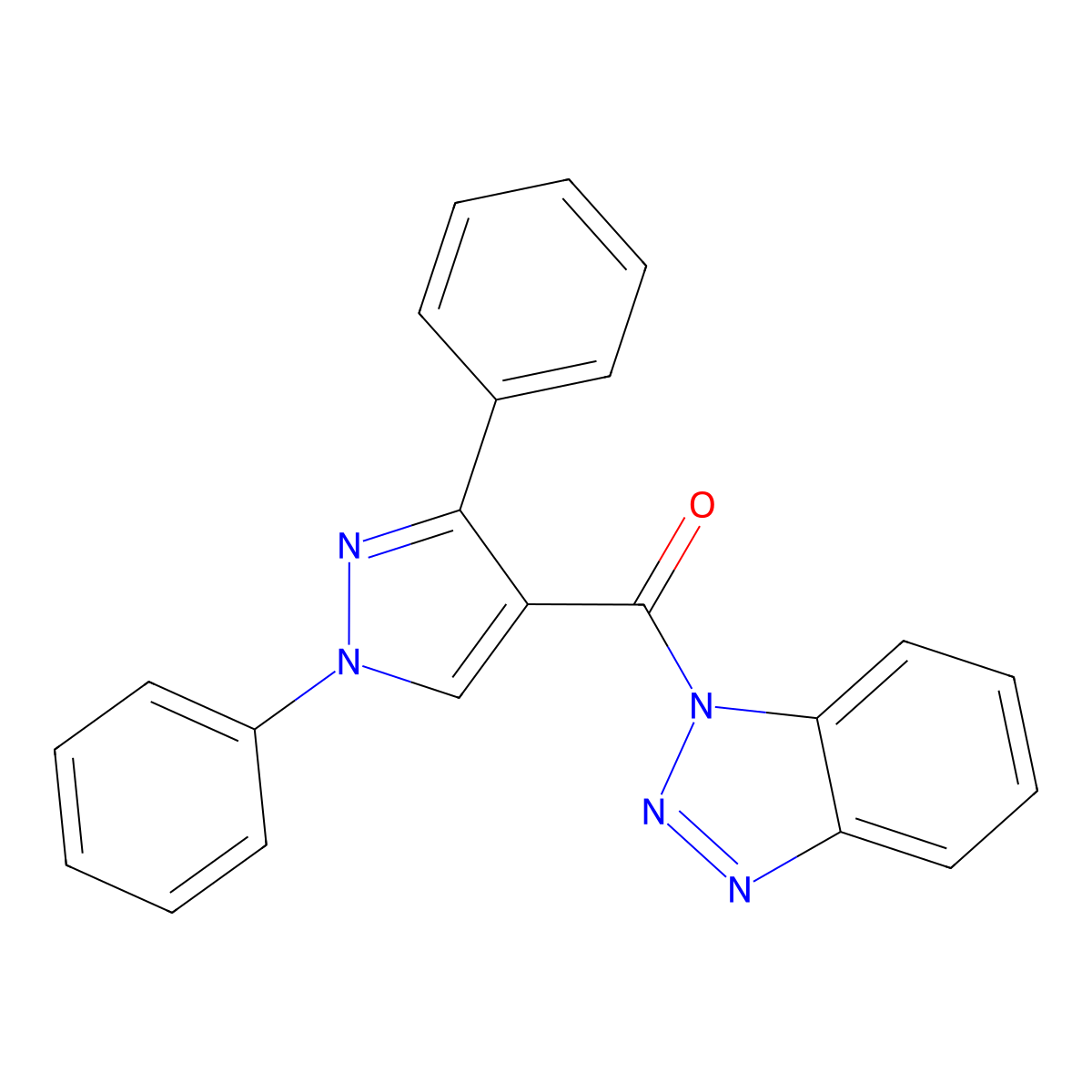 Benzotriazol-1-yl-(1,3-diphenylpyrazol-4-yl)methanone molecular structure, CAS 432006-83-2