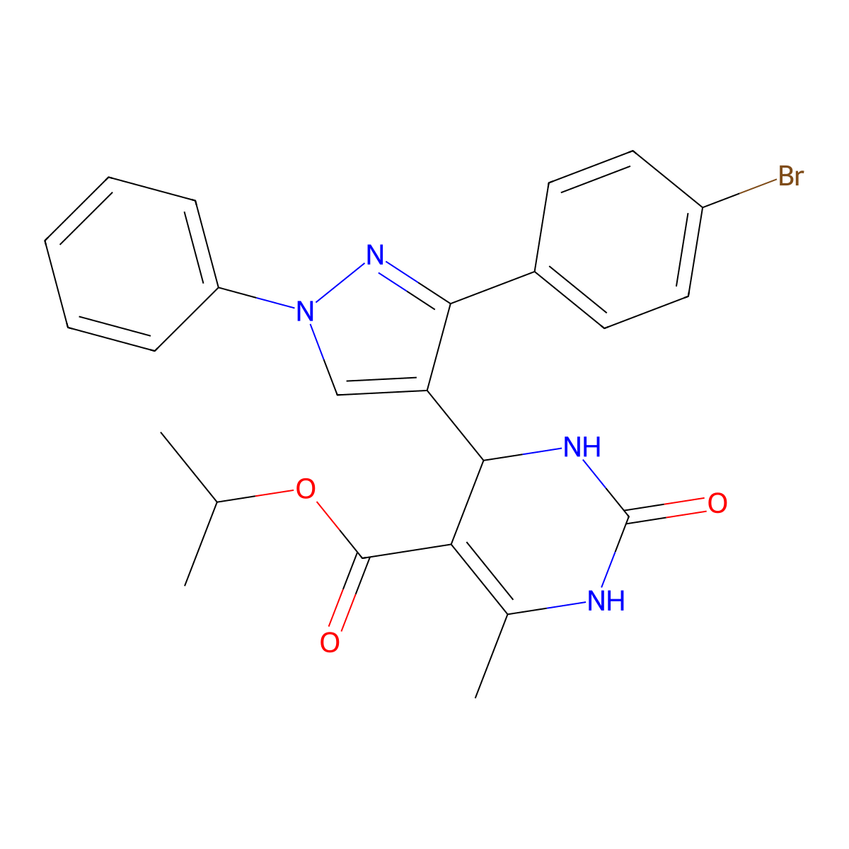 propan-2-yl 4-[3-(4-bromophenyl)-1-phenyl-1H-pyrazol-4-yl]-6-methyl-2-oxo-1,2,3,4-tetrahydropyrimidine-5-carboxylate molecular structure, CAS 432007-37-9