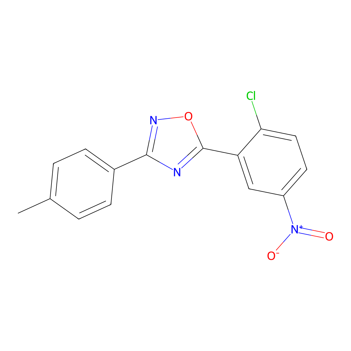 5-(2-Chloro-5-nitrophenyl)-3-(4-methylphenyl)-1,2,4-oxadiazole molecular structure, CAS 432007-39-1