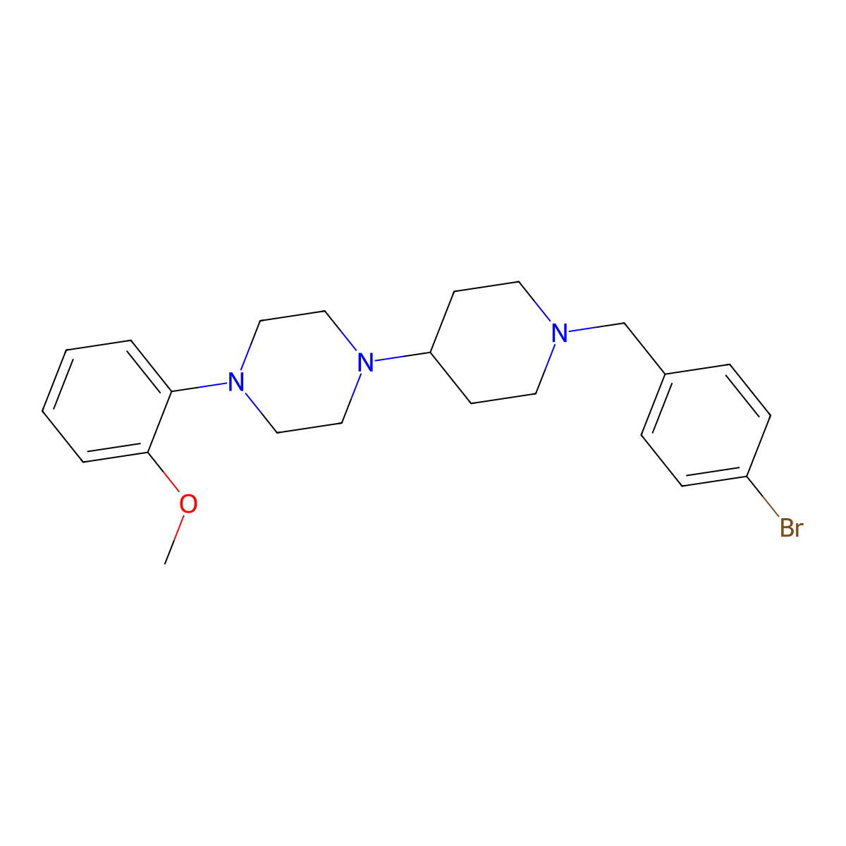 1-[1-[(4-Bromophenyl)methyl]-4-piperidinyl]-4-(2-methoxyphenyl)piperazine molecular structure, CAS 432007-41-5