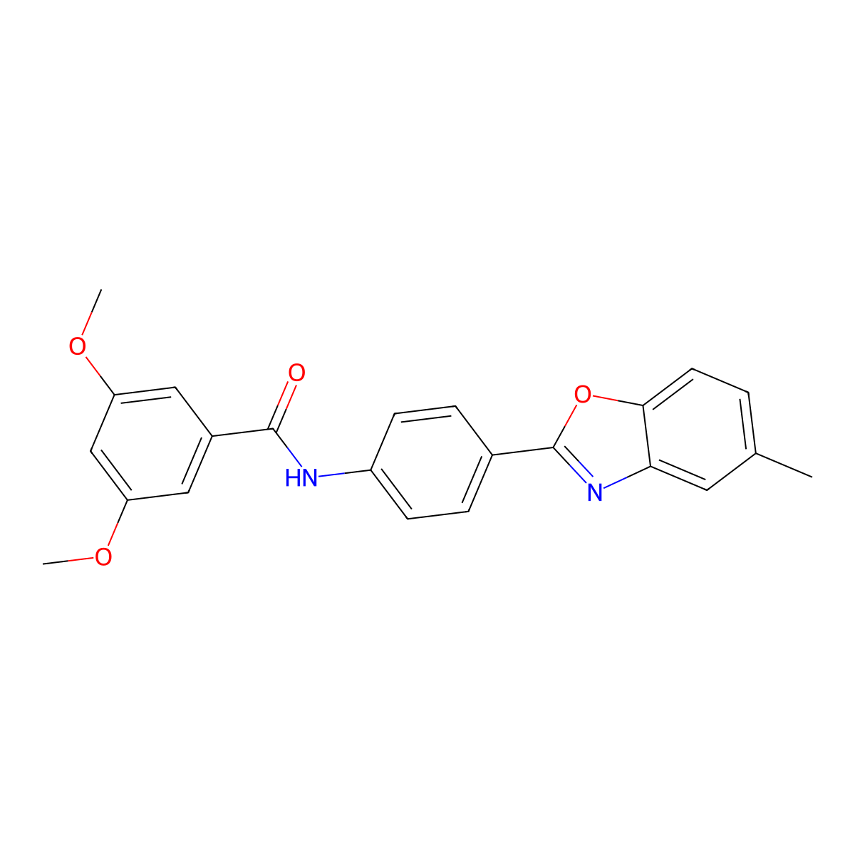 3,5-dimethoxy-N-[4-(5-methyl-1,3-benzoxazol-2-yl)phenyl]benzamide molecular structure, CAS 432007-48-2
