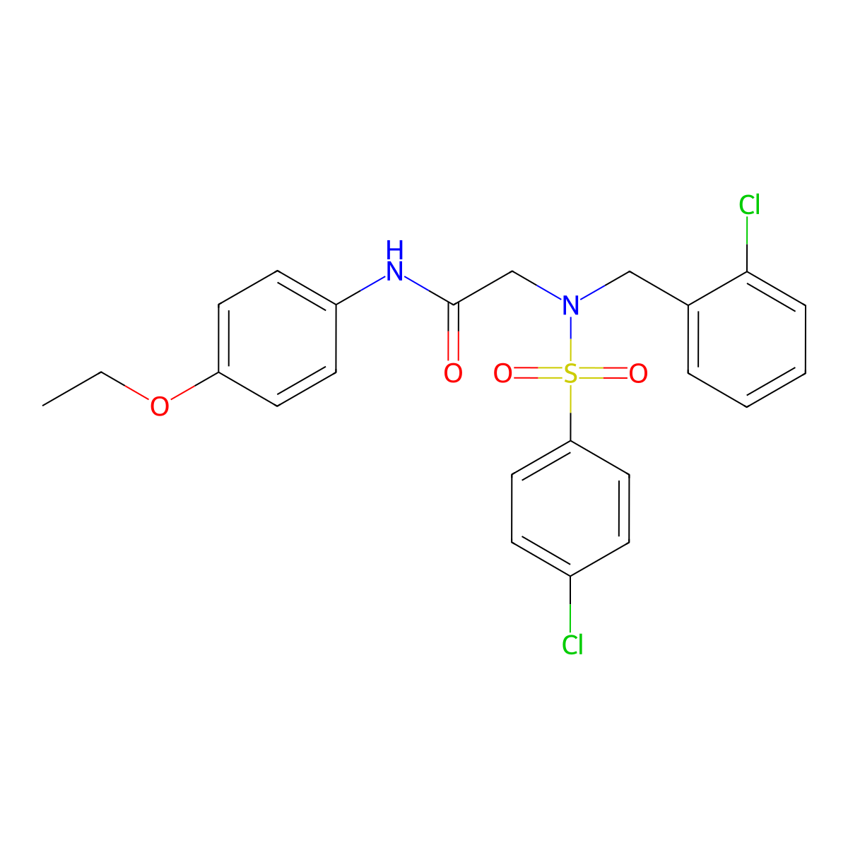 2-[(2-chlorophenyl)methyl-(4-chlorophenyl)sulfonylamino]-N-(4-ethoxyphenyl)acetamide molecular structure, CAS 432007-54-0