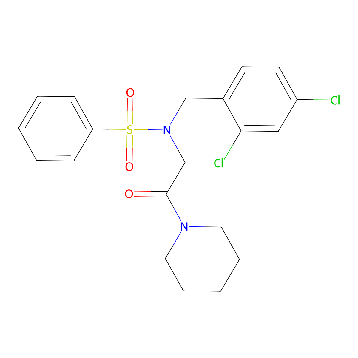 N-(2,4-dichlorobenzyl)-N-[2-oxo-2-(piperidin-1-yl)ethyl]benzenesulfonamide molecular structure, CAS 432007-58-4