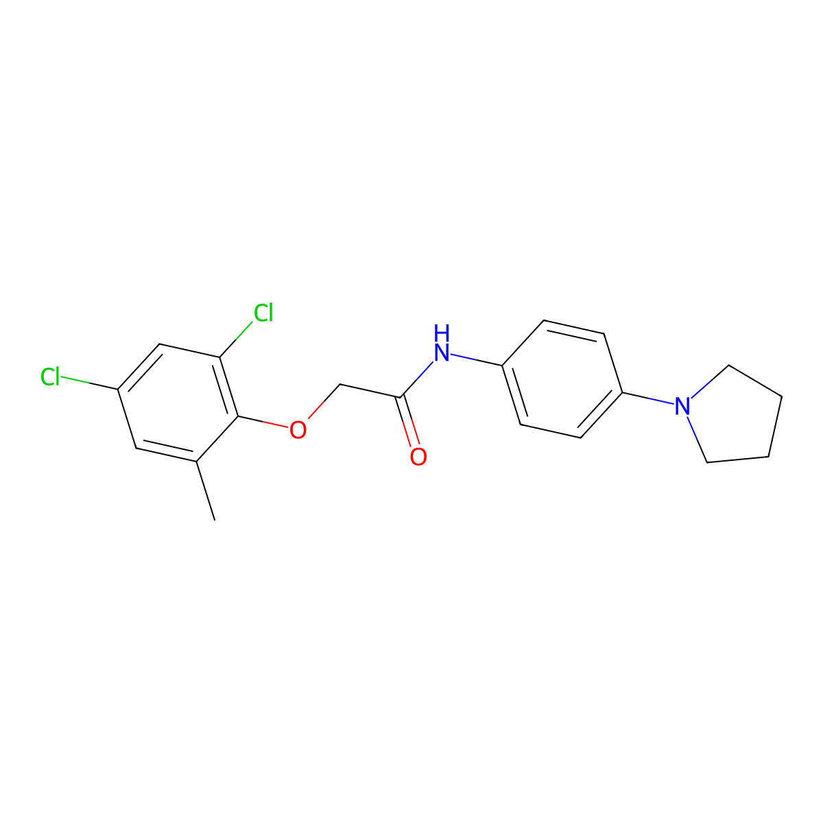 2-(2,4-dichloro-6-methylphenoxy)-N-(4-pyrrolidin-1-ylphenyl)acetamide molecular structure, CAS 432007-66-4