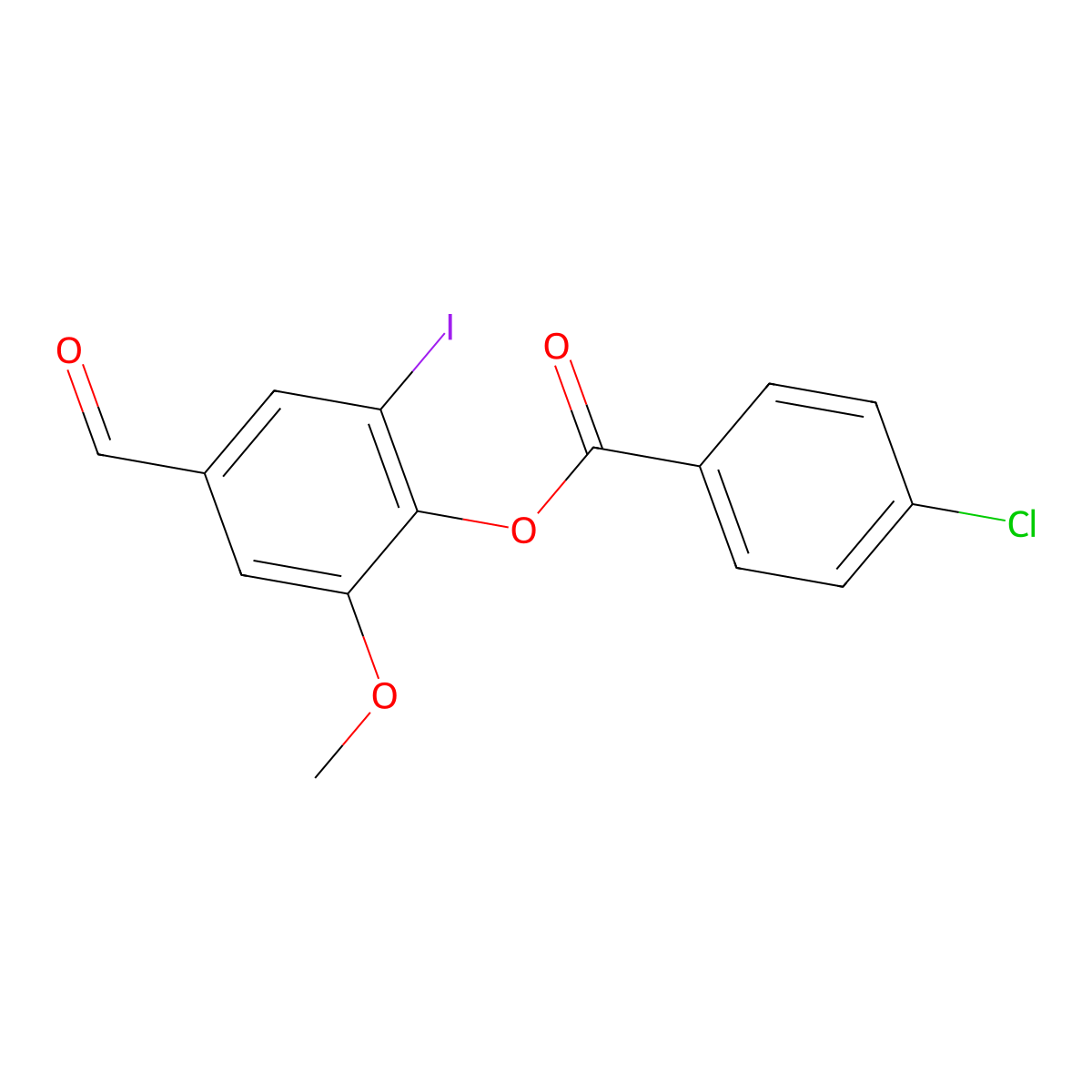 4-Formyl-2-iodo-6-methoxyphenyl 4-chlorobenzoate molecular structure, CAS 432007-90-4