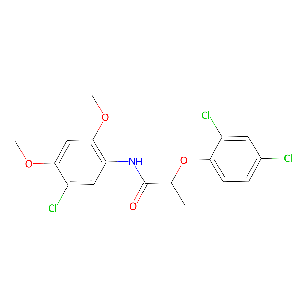 N-(5-chloro-2,4-dimethoxyphenyl)-2-(2,4-dichlorophenoxy)propanamide molecular structure, CAS 432007-98-2