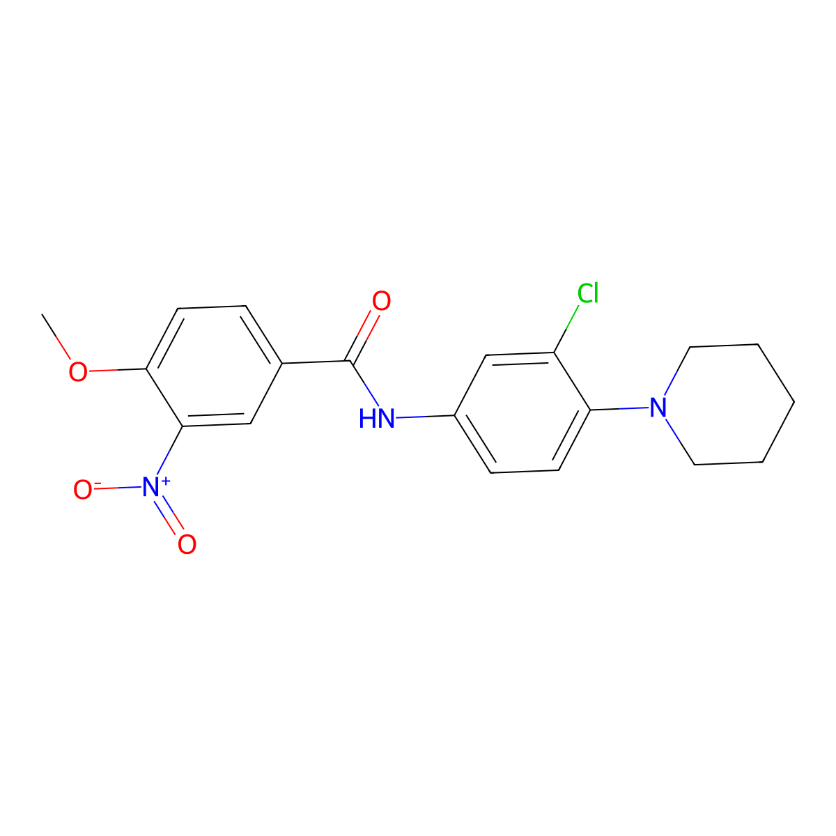 N-(3-chloro-4-piperidin-1-ylphenyl)-4-methoxy-3-nitrobenzamide molecular structure, CAS 432008-01-0