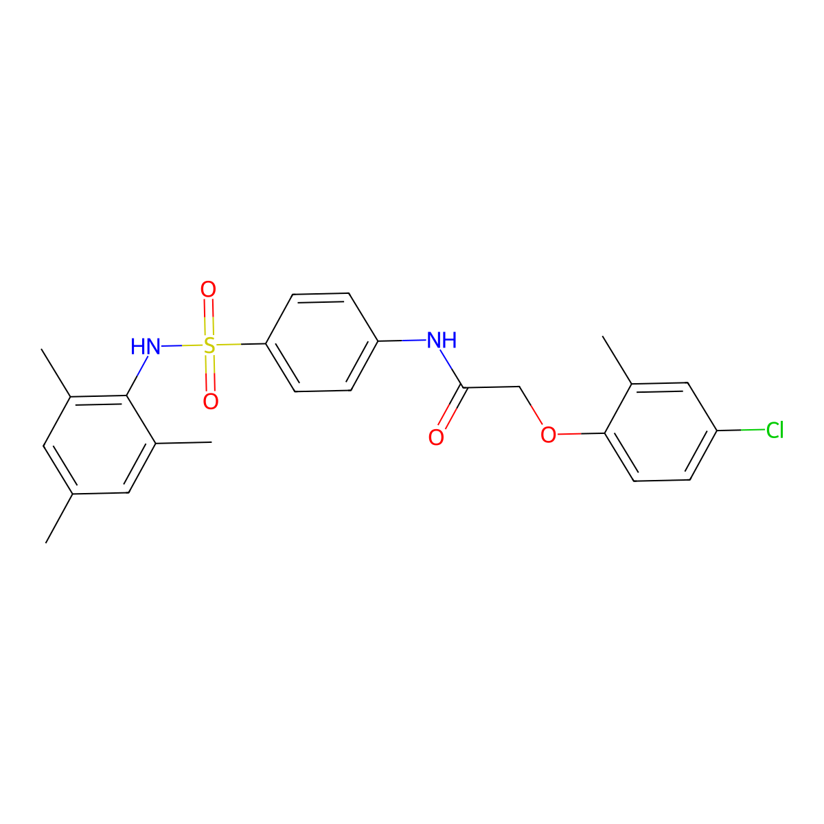 2-(4-chloro-2-methylphenoxy)-N-{4-[(mesitylamino)sulfonyl]phenyl}acetamide molecular structure, CAS 432008-05-4