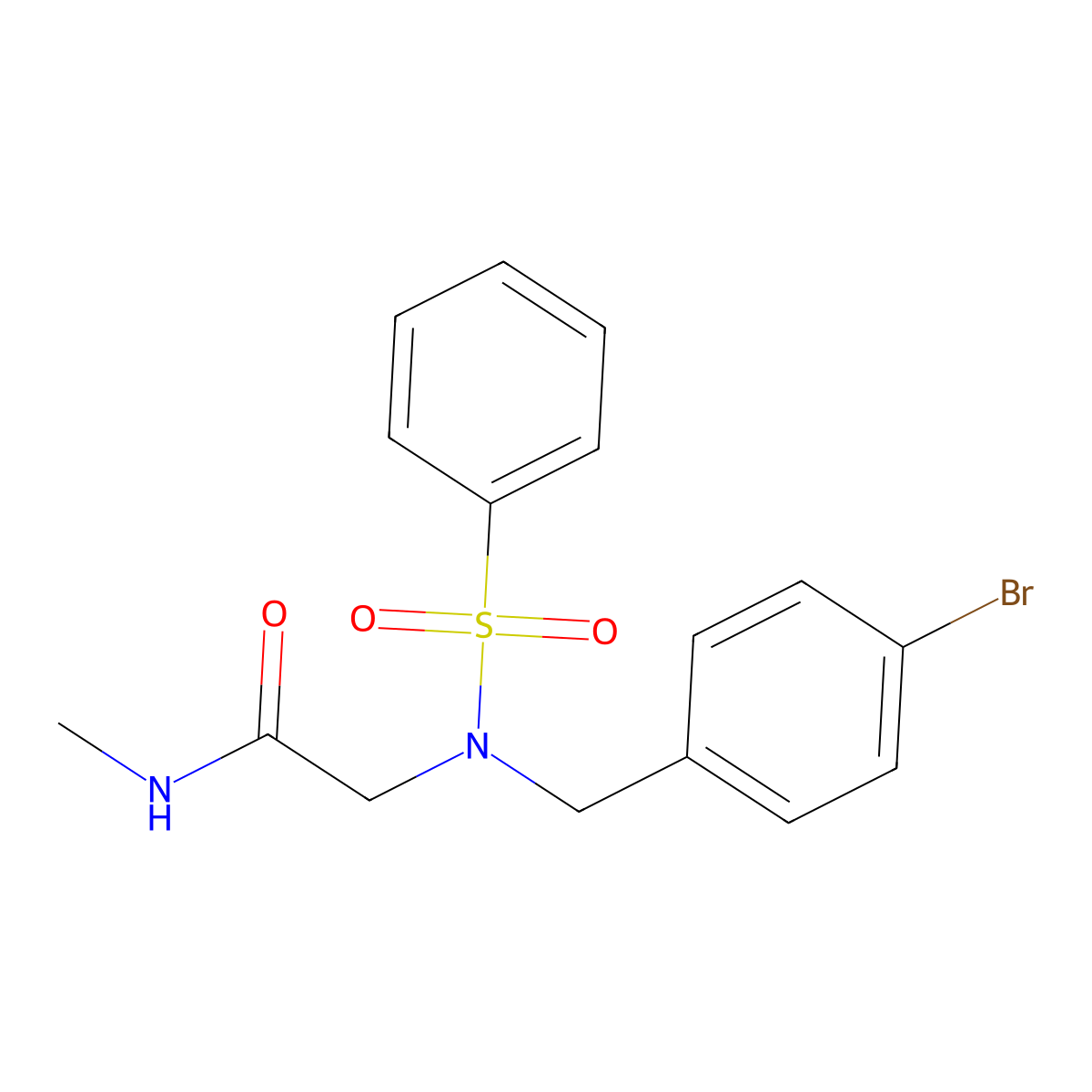 2-[benzenesulfonyl-[(4-bromophenyl)methyl]amino]-N-methylacetamide molecular structure, CAS 432008-08-7